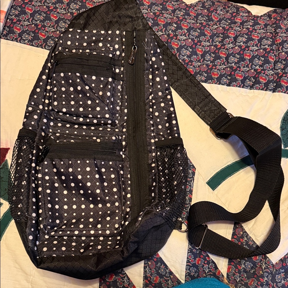 Thirty-One Black and White Polka Dot Backpack